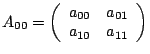 $A_{00}=\left(\begin{array}{cc}
a_{00} & a_{01}\\
a_{10} & a_{11}\end{array}\right)$